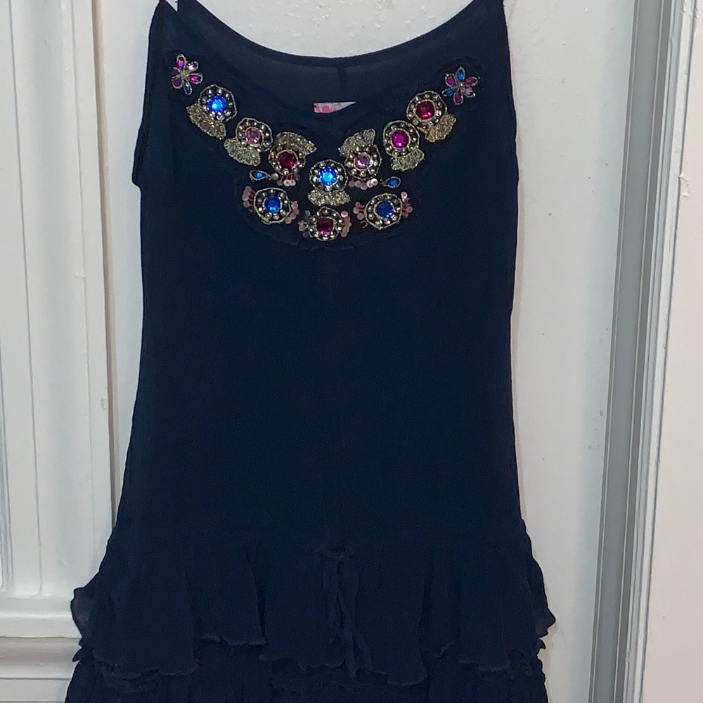 Free People Embellished Navy Dress Tunic Medium